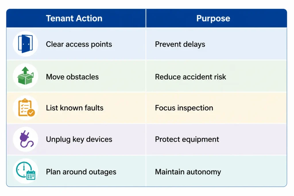 What Tenants Should Do Before the Electrician Arrives / Tenant Access Checklist